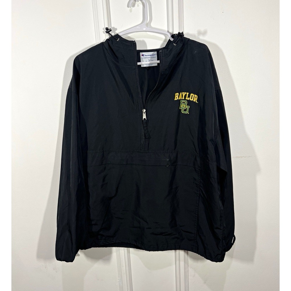 Champion Baylor University Bears Mens Large Black  Windbreaker Jacket NCAA